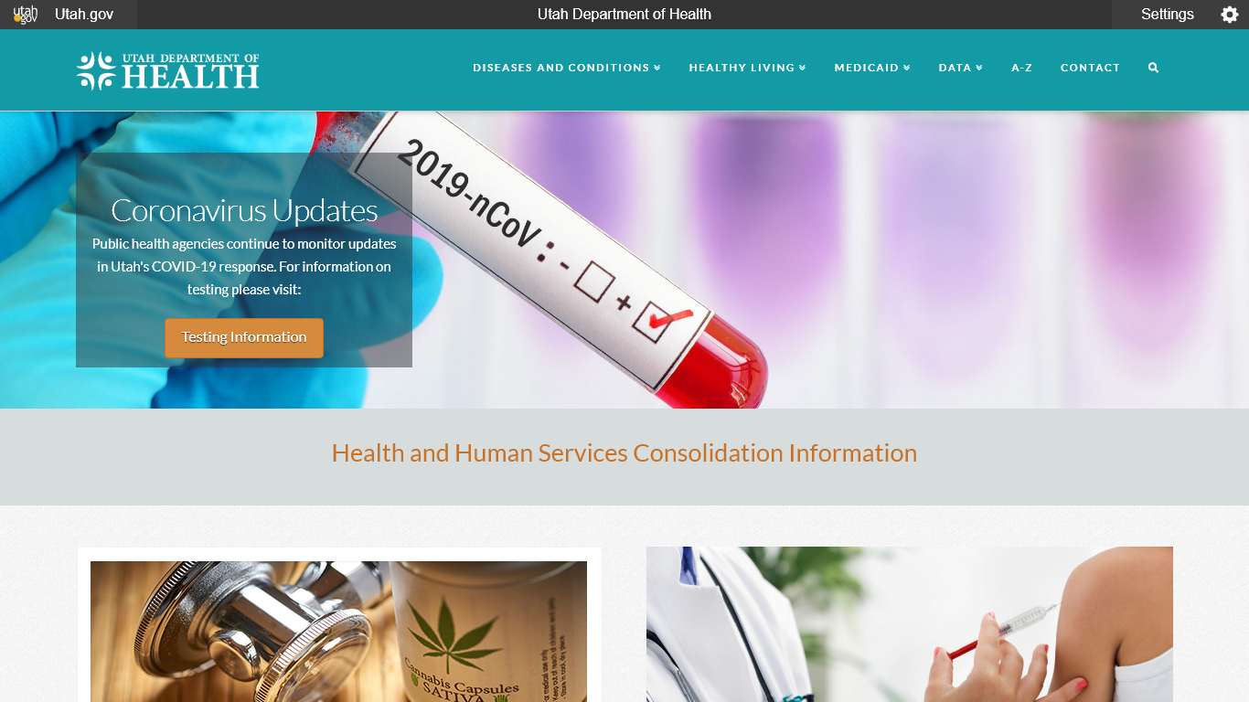 Utah Board of Nursing website screenshot.