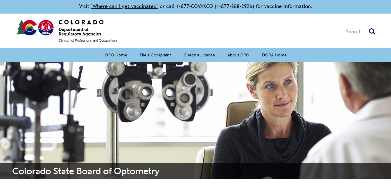 Colorado Board of Optometry website