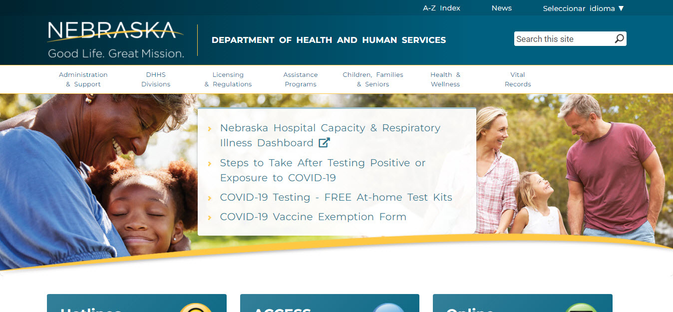 Nebraska Board of Nursing website screenshot.